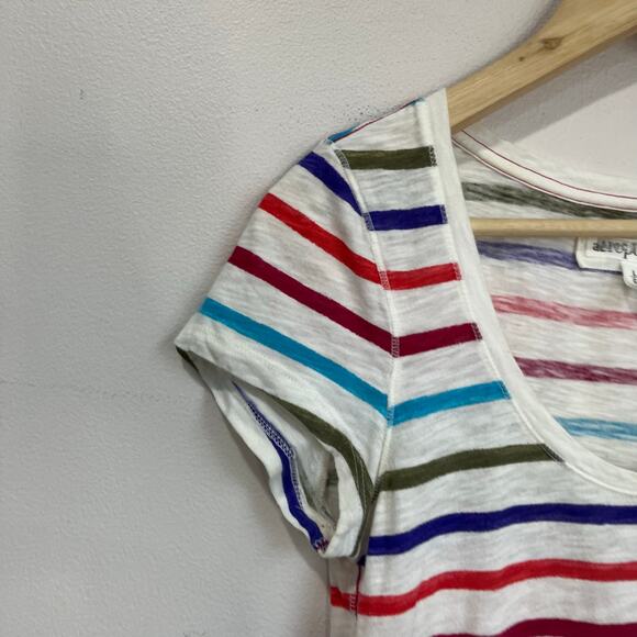 Aeropostale Striped Scoop Neck Tee L Y2K Retro Colors Soft Stretch Casual Top - Picture 7 of 7